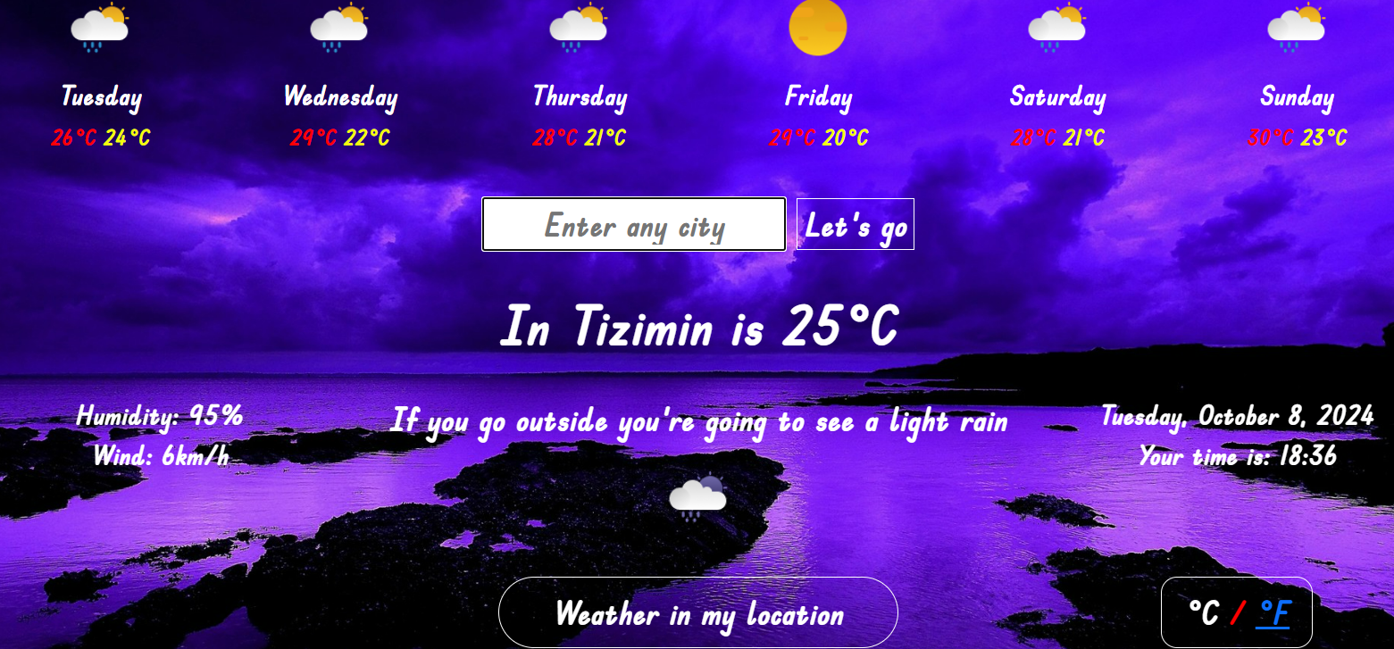 Paulina Cruz's Web page that shows you the weather in any city